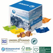 Adventskalender Cube mit Ritter SPORT Schokowürfel, Klimaneutral, FSC®, Inlay aus recyceltem Material (4-farbig) (Art.-Nr. CA596522)