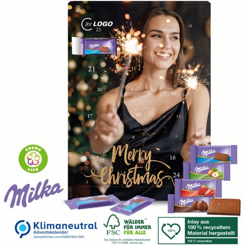 Wand-Adventskalender mit Milka Schokolade Mix, Klimaneutral, FSC® (Art.-Nr. CA599551) - Der unverwechselbar zarte Milka-Genuss!...