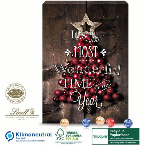 Wand-Adventskalender Lindt Gourmet Edition Organic, Klimaneutral, FSC® (Art.-Nr. CA601136) - Spitzenmodell mit exklusiver Füllung...