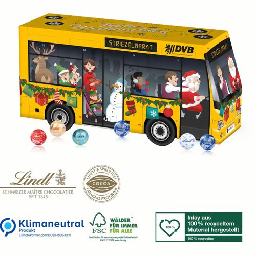 3D Adventskalender Lindt Bus (Art.-Nr. CA626214) - Süße Genussmomente im Transporter-Form...