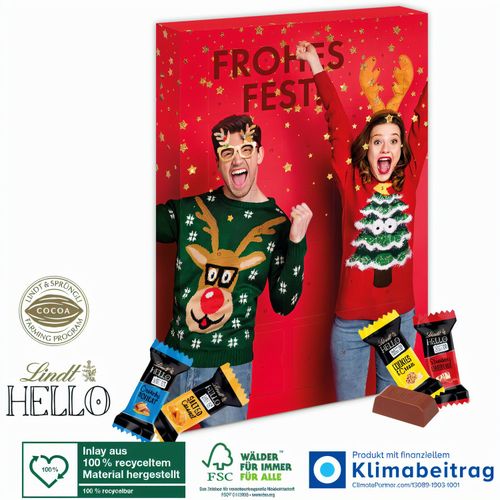 Adventskalender Lindt HELLO Mini Stick Mix, Inlay aus 100% recyceltem Material (Art.-Nr. CA662807) - Lindt HELLO: Nicht einfach nur Schokolad...