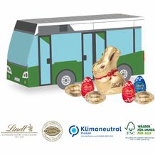 3D Präsent Bus mit Lindt Goldhase und Schoko-Eier, Klimaneutral, FSC® (4-farbig) (Art.-Nr. CA667834)