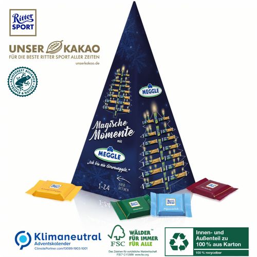 Karton-Adventskalender  Weihnachtspyramide Ritter SPORT, Klimaneutral, FSC® (Art.-Nr. CA690477) - 24 Tage im Blickfeld Ihrer Kunden!...
