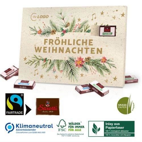 Tisch-Adventskalender Organic mit Fairtrade-Kakao auf Graspapier (Art.-Nr. CA704067) - Nachhaltigkeits-Champion! Leckere...