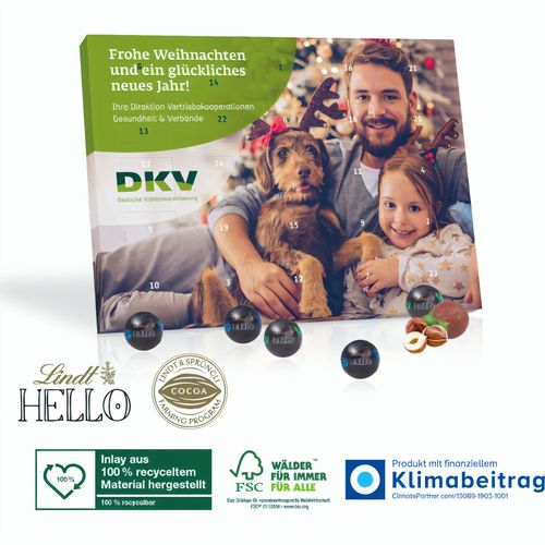 Tisch-Adventskalender Lindt HELLO, Inlay aus 100% recyceltem Material (Art.-Nr. CA726934) - Versüßt die Weihnachtszeit! Versüße ...