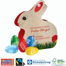 Werbe-Hase mit Tony´s Chocolonely Ostereier auf Graspapier (4-farbig) (Art.-Nr. CA789962)