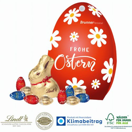Werbe-Osterei mit Goldhase und Schoko-Eier von Lindt (Art.-Nr. CA890160) - Sympathische Kundenbindung zum attraktiv...