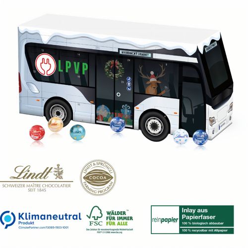 3D Adventskalender Lindt Bus Organic (Art.-Nr. CA959519) - Ideales Präsent für Transport-Profi...