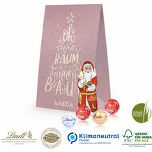 Graspapier Geschenktüte mit Lindt Santa & Lindt Minis, Klimaneutral, FSC® (4-farbig) (Art.-Nr. CA967775)