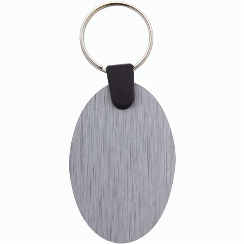 Schlüsselanhänger (oval) Aluudy B (Art.-Nr. CA008915) - Ovaler Schlüsselanhänger aus gebürste...