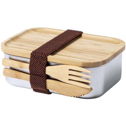 Brotdose Sariul (Art.-Nr. CA049292) - Lunchbox aus Edelstahl mit Bambusdeckel....