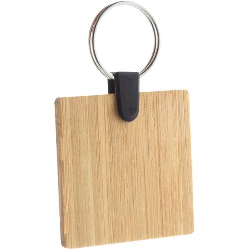 Bambus-Schlüsselanhänger, quadratisch Bambry (Art.-Nr. CA082213) - Schlüsselanhänger aus Bambus-Sperrholz...