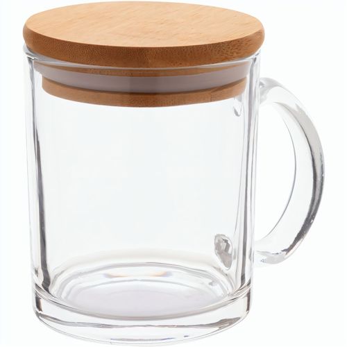 Tasse aus recyceltem Glas Strobba (Art.-Nr. CA126032) - Tasse aus recyceltem Glas mit Bambusdeck...