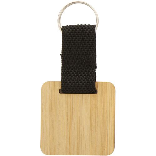 Bambus-Schlüsselanhänger, Quadrat Stropp (Art.-Nr. CA139754) - Schlüsselanhänger aus Bambus-Sperrholz...
