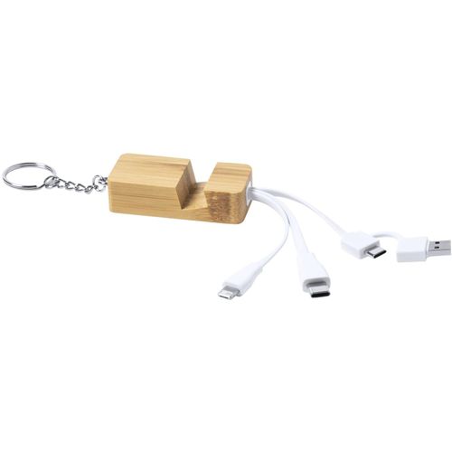 USB-Ladekabel Drusek (Art.-Nr. CA223625) - Handyhalter-Schlüsselanhänger aus Bamb...