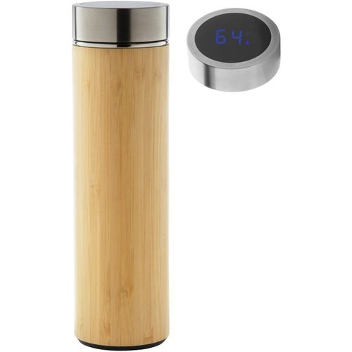 Isolierflasche mit Thermometer Temboo (Art.-Nr. CA236327) - Doppelwandige Isolierflasche aus Edelsta...