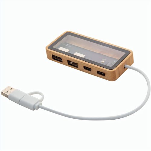 Transparenter USB-Hub SeeHub (Art.-Nr. CA245700) - Halbtransparenter USB Hub aus Bambus...