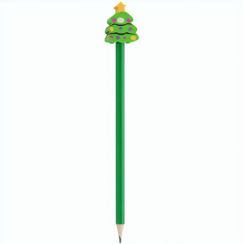 Bleistift mit Weihnachtsfigur, Weihnachtsbaum Ramsvika (Art.-Nr. CA311553) - Holzbleistift mit Radiergummi im Weihnac...