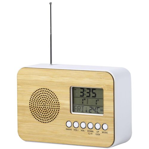 Radio-Tischuhr Tulax (Art.-Nr. CA361230) - Bambus-Tischuhr mit FM-Radio, Thermomete...