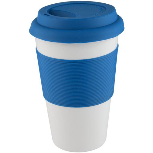 Coffee-To-Go-Becher Soft Touch (Art.-Nr. CA374522) - Keramikbecher mit Deckel und Griff aus...