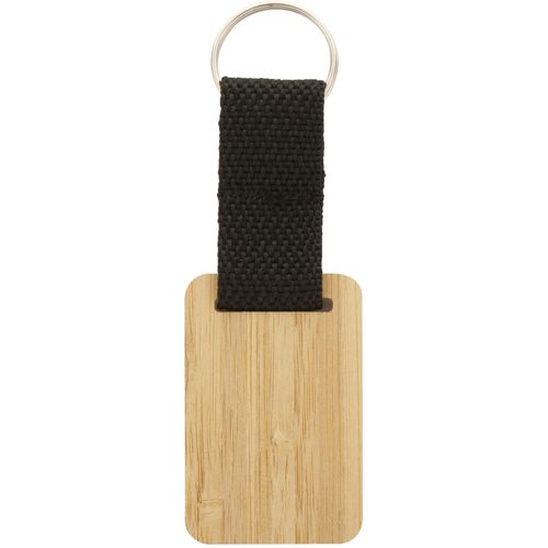Bambus-Schlüsselanhänger, Rechteck Stropp (Art.-Nr. CA402655) - Schlüsselanhänger aus Bambus-Sperrholz...