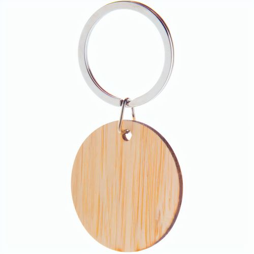 Schlüsselanhänger, rund Bookey (Art.-Nr. CA432995) - Bambus-Schlüsselanhänger mit Metallrin...