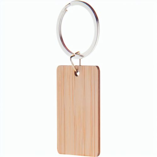 Schlüsselanhänger, rechteckig Bookey (Art.-Nr. CA495282) - Bambus-Schlüsselanhänger mit Metallrin...