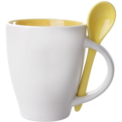 Tasse Spoon (Art.-Nr. CA550455) - Weiße Keramiktasse mit farbiger Innense...