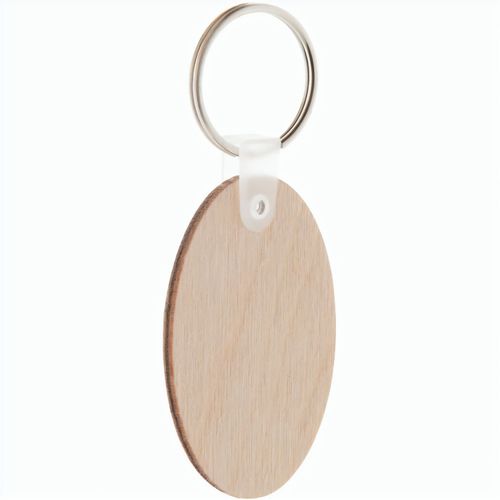 Schlüsselanhänger Woody B (Art.-Nr. CA550532) - Ovaler Schlüsselanhänger aus laminiert...