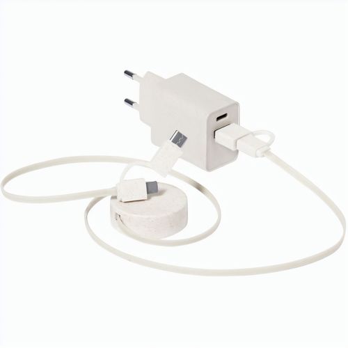 USB Ladegeräteset Pylot (Art.-Nr. CA615338) - USB Ladeset aus ökologischem Weizenstro...