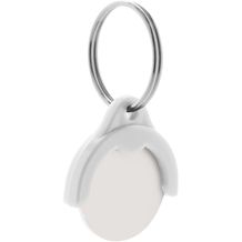 Schlüsselanhänger mit Einkaufswagen-Chip Token (weiß) (Art.-Nr. CA662117)