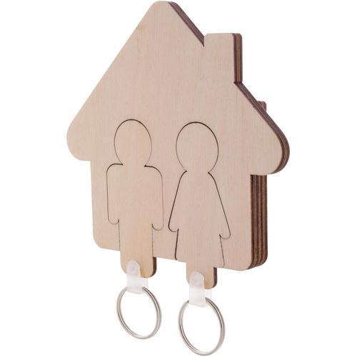 Schlüsselbrett Homey (Art.-Nr. CA748060) - Wandschlüsselbrett aus Holz mit 2 abneh...