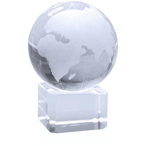 Trophäe World (Art.-Nr. CA814395) - Globus aus Glas mit Glasfuß. Einzel...
