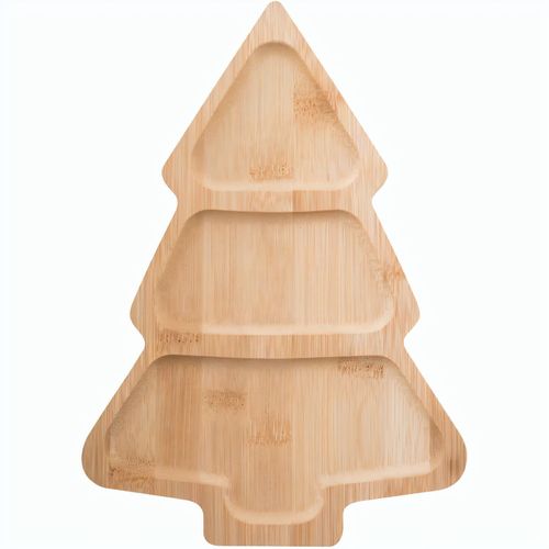 Weihnachtlicher Snackteller Kongle (Art.-Nr. CA833305) - Snackteller aus Bambus in Weihnachtsbaum...
