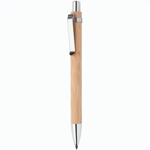 tintenloser Stift Ishania (Art.-Nr. CA839467) - Tintenloser Bambusstift mit Metallapplik...