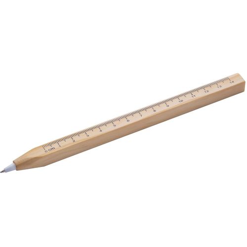 Kugelschreiber mit Lineal Burnham (Art.-Nr. CA871369) - Holzkugelschreiber mit eckigem Gehäus...