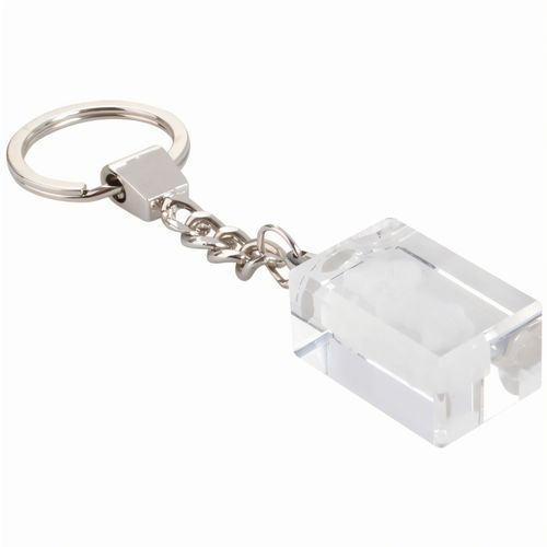 Schlüsselanhänger Glass (Art.-Nr. CA889829) - Glasquader mit Schlüsselring. Einzel...