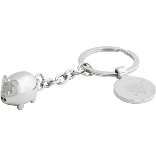 Schlüsselanhänger mit Einkaufswagen-Chip Hoinzo (Art.-Nr. CA920654) - Metall-Schlüsselanhänger mit Einkaufsw...