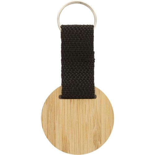 Bambus-Schlüsselanhänger, rund Stropp (Art.-Nr. CA945441) - Schlüsselanhänger aus Bambus-Sperrholz...