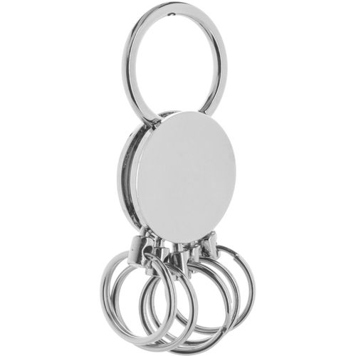 Schlüsselanhänger Cinco (Art.-Nr. CA972546) - Runder Metall-Schlüsselanhänger mit...