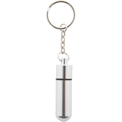 Schlüsselanhänger mit Pillenbox Alumpill (Art.-Nr. CA980055) - Tablettendose aus Metall mit Schlüsselr...