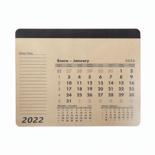 Mauspad Kalender Flen (Art.-Nr. CA354243) - Naturlinien-Kalender-Mousepad mit 12...