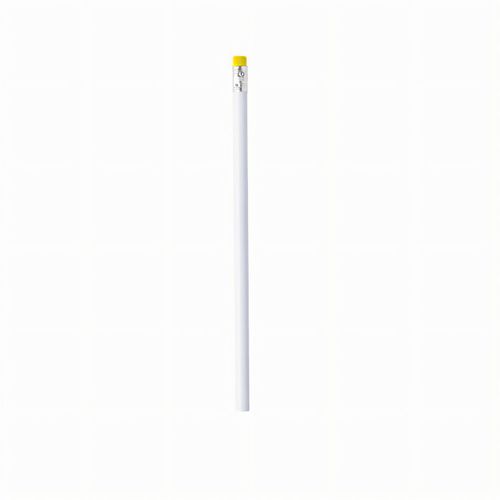 Bleistift Naftar (Art.-Nr. CA428961) - Holzstift in Weiß mit glänzender Oberf...