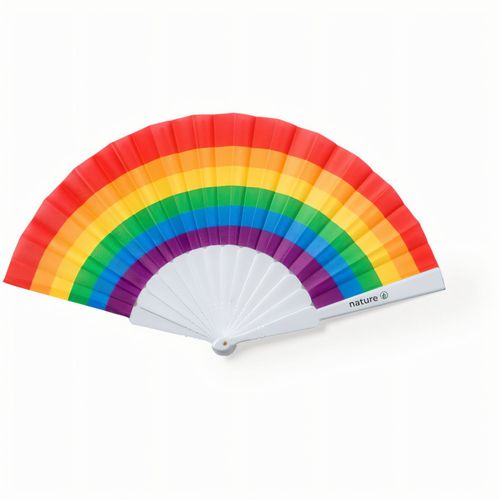 Fächer Rupaul (Art.-Nr. CA604584) - Regenbogenfächer mit mehrfarbigem Stoff...