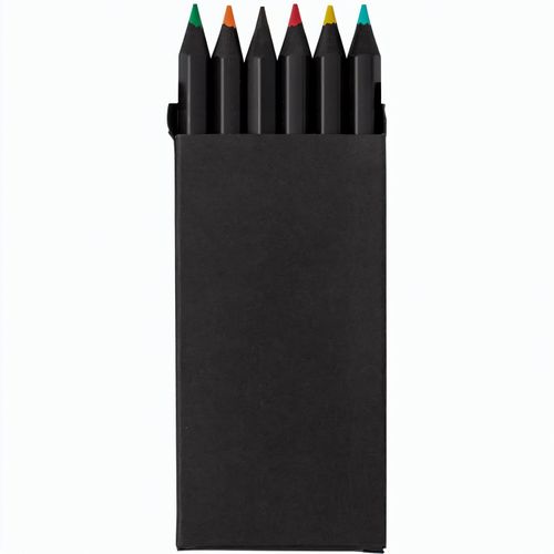 Bleistiftbox Lameiro (Art.-Nr. CA652756) - Set mit 6 Holzstiften in schwarzer...
