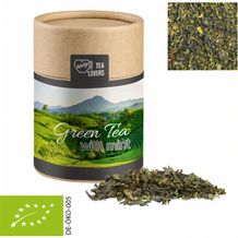 Bio Grüner Tee mit Minze, ca. 30g, Biologisch abbaubare Eco Pappdose Midi (individualisierbar) (Art.-Nr. CA062996)