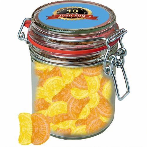Zitrone und Orangen Bonbons, ca. 200g, Bonbonglas Maxi (Art.-Nr. CA082814) - Bonbonglas Maxi aus Glas. Werbeanbringun...