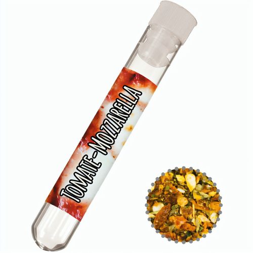 Gewürzmischung Tomate-Mozzarella, ca. 5g, Reagenzglas (Art.-Nr. CA091125) - Reagenzglas aus Kunststoff. Werbeanbring...