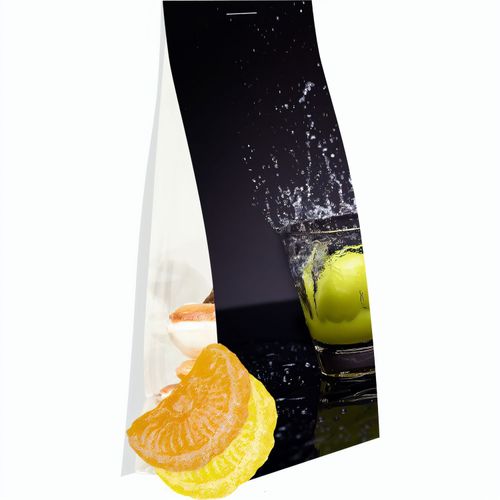Zitrone und Orangen Bonbons, ca. 40g, Express Blockbodenbeutel mit Werbereiter (Art.-Nr. CA091827) - Blockbodenbeutel aus transparenter...