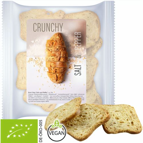 Bio Brot Chips Salz und Pfeffer, ca. 20g, Express Maxi-XL-Tüte mit Etikett (Art.-Nr. CA115602) - Maxi-XL-Tüte aus transparenter Folie...